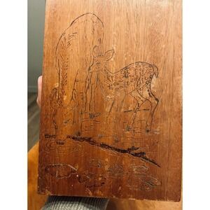 Vintage Wood Carving Art, Mother Deer and‎ Fawn Wall Hanging Decor